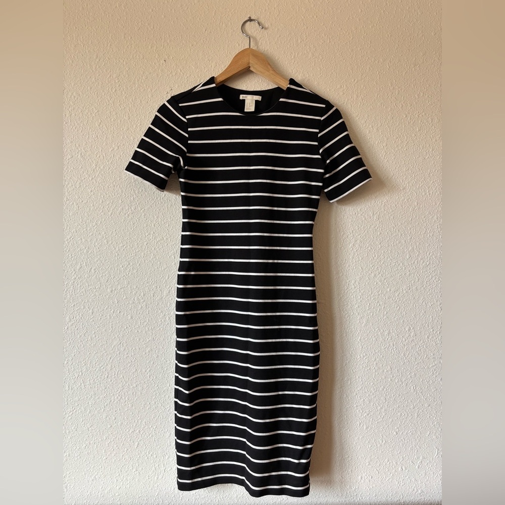 H&M Black and white stripped shirt dress, slim fit